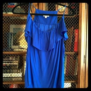 Blue ruffled tank